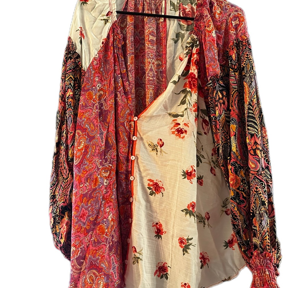 Floral and Paisley Button-Up Blouse